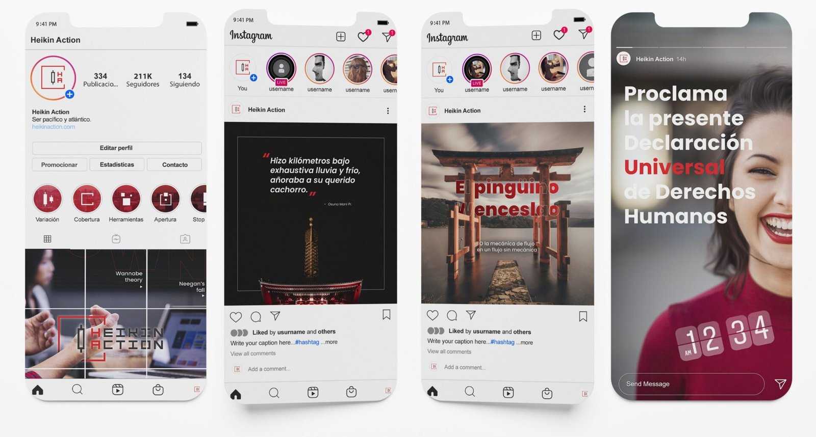 Heikin-Action_Screens Social media examples for Heikin Action