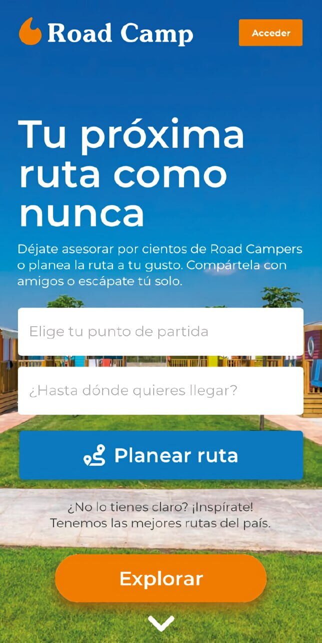 Road-Camp_MS1_Home Mobile screen for Road Camp 1
